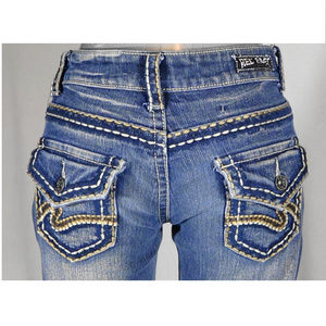 RED RIVET (SZ 1) BOOT CUT JEANS DARK BLUE WASH